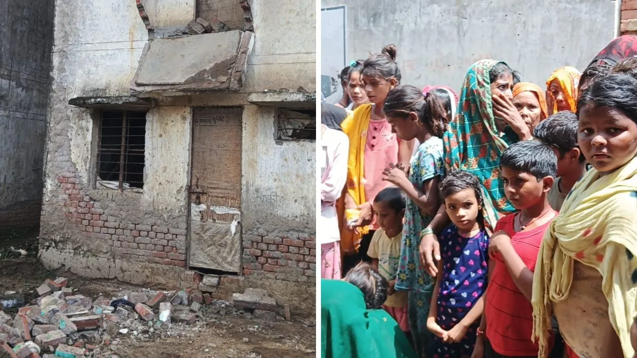 Auraiya: कांशीराम कॉलोनी के आवास में हादसा; तीसरी मंजिले से छज्जा समेत गिरी महिला, मौत, मवेशी दबकर घायल