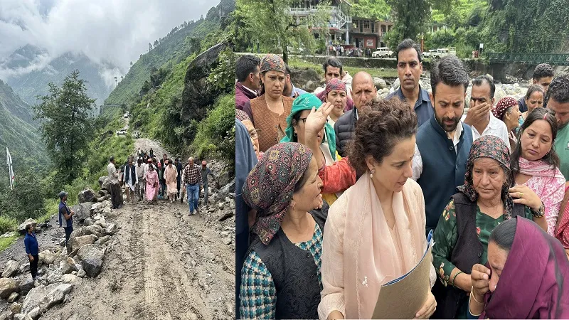 Himachal floods : कंगना रनौत ने हिमाचल प्रदेश के बाढ़ प्रभावित इलाकों का किया दौरा, ढांढस बंधाया तो रो पड़े पीड़ित