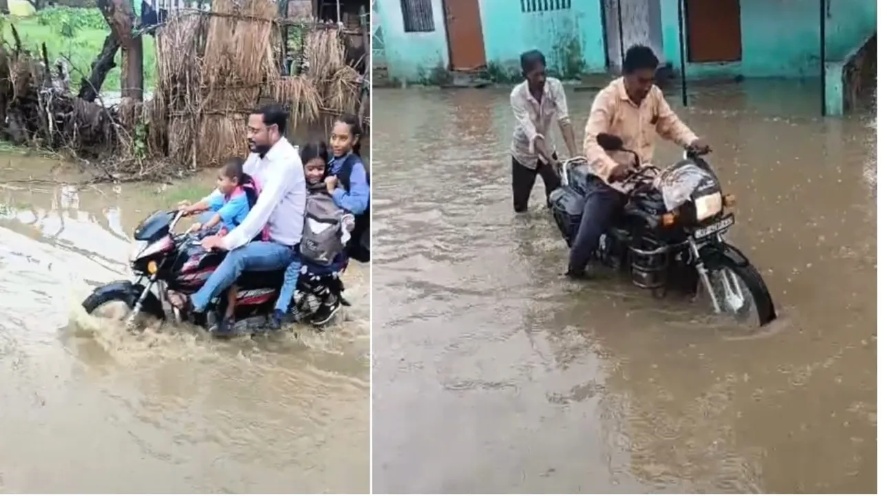 बारिश में जलमग्न हुई सड़क : जरा सी बरसात सड़क पर दरिया का नजारा