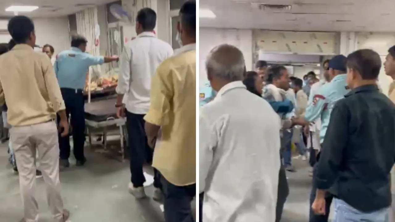 कानपुर के हैलट अस्पताल में गार्ड ने तीमारदार से की अभद्रता: थप्पड़ मारने पर रोने लगी महिलाएं, VIDEO वायरल 