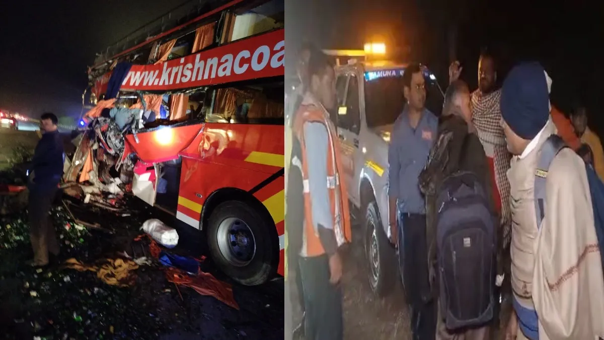 अलीगढ़ में बड़ा हादसा: चलते हुए ट्रक में घुसी बस, पांच लोगों की मौत, 15 घायल