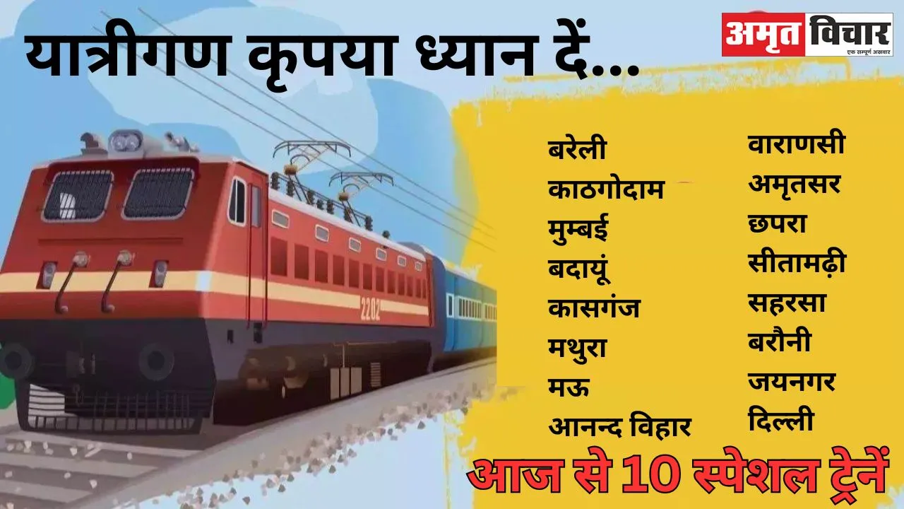 खुशखबरी: आज से दौड़ेंगी 10 स्पेशल ट्रेनें, आपके शहर से गुजरेंगी?