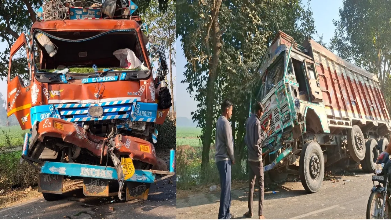 Barabanki Road Accident : आमने-सामने भिड़ंत में ट्रक व डीसीएम के उड़े परखच्चे, सड़क पर फैला आलू