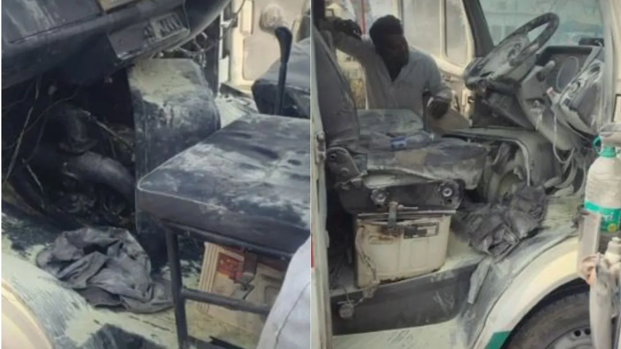 Bareilly: एंबुलेंस में अचानक लगी आग, मची अफरा-तफरी, मरीज को लेकर जा रही थी मेरठ