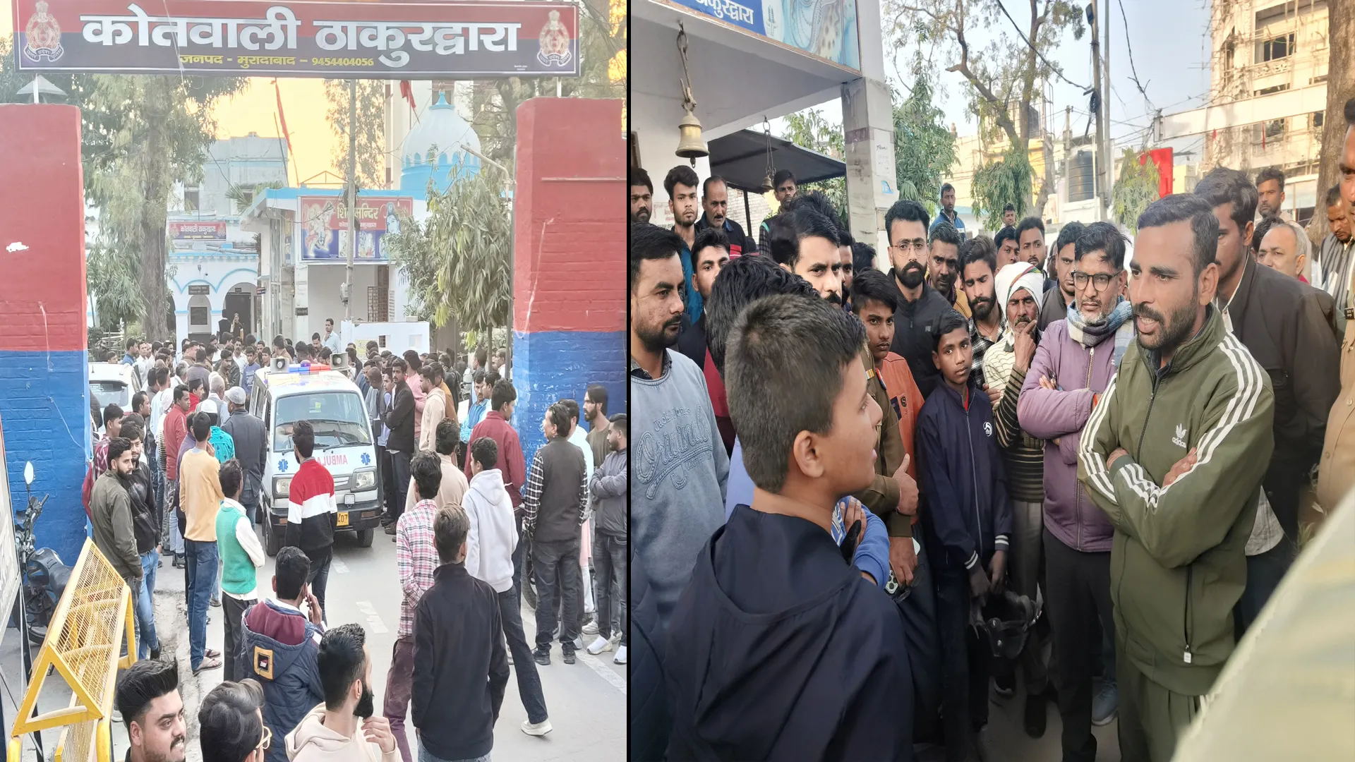 मुरादाबाद : महिला की गला घोंटकर हत्या का आरोप, कोतवाली में शव रखकर हंगामा