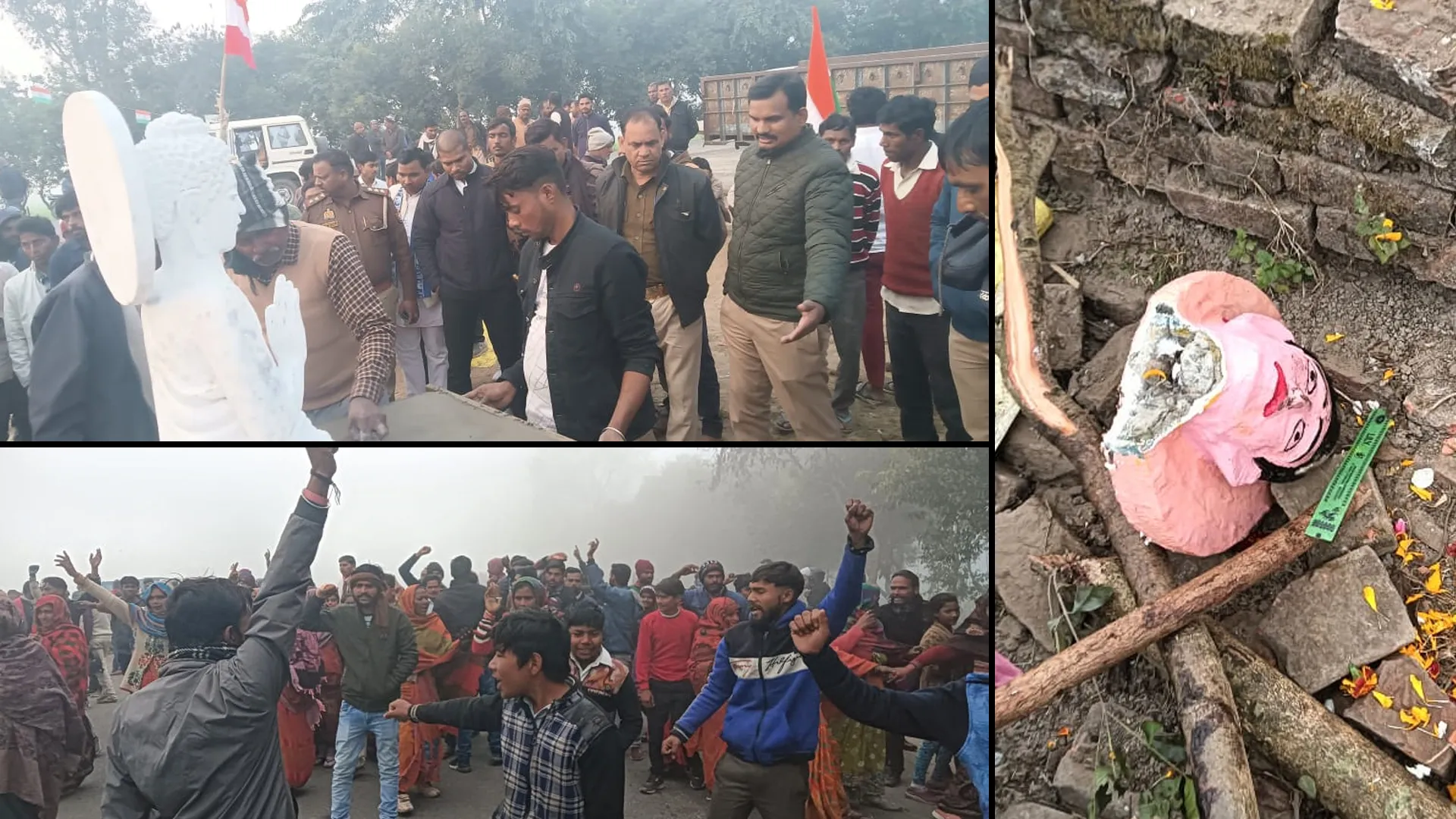 शाहजहांपुर: महात्मा बुद्ध की प्रतिमा तोड़ने से आक्रोशित वर्ग विशेष ने हाईवे किया जाम