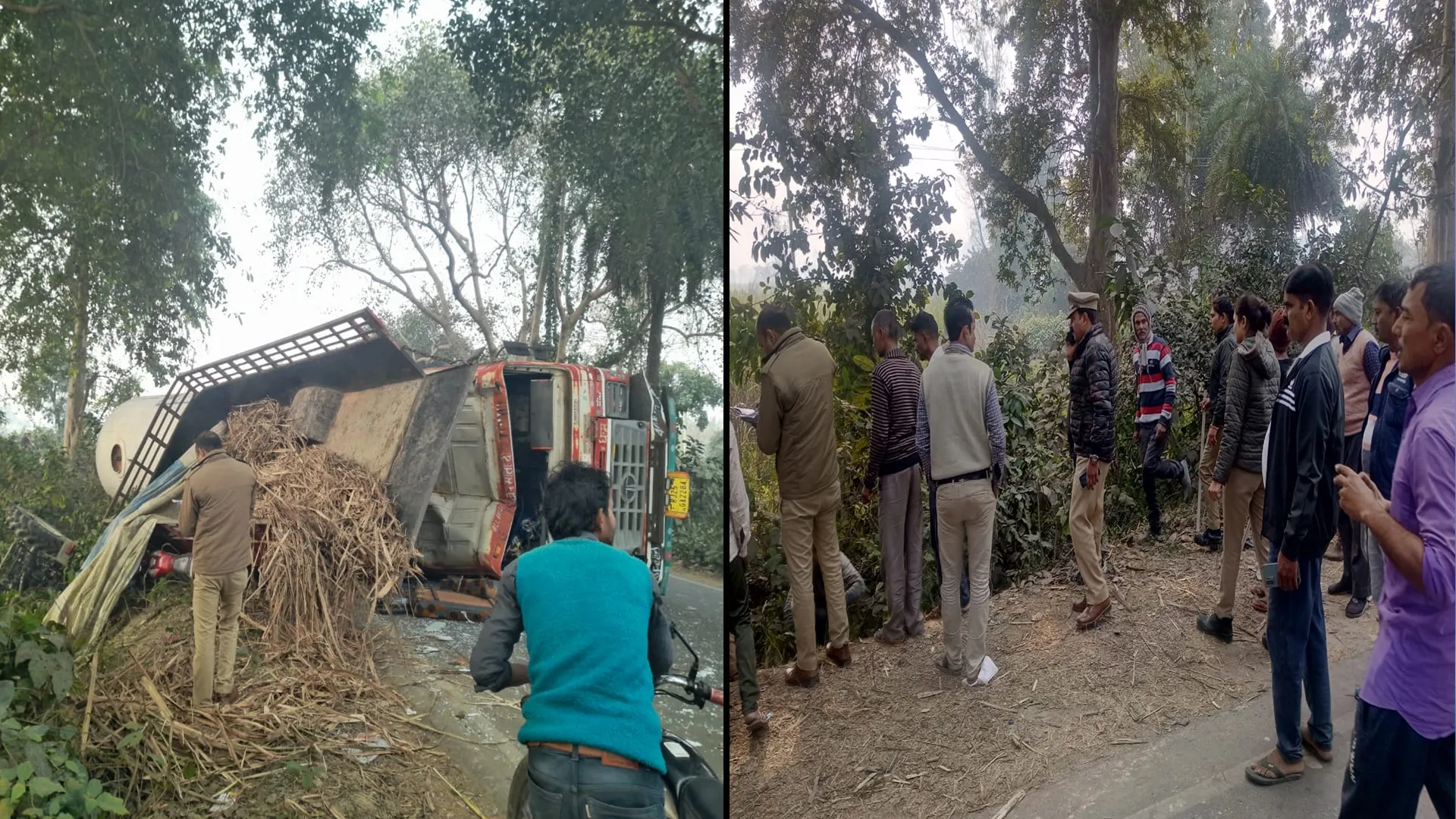 लखीमपुर खीरी : श्रद्धालुओं से भरी ट्रैक्टर ट्रॉली में गैस टैंकर टक्कर मारकर पलटा, एक की मौत, 13 घायल