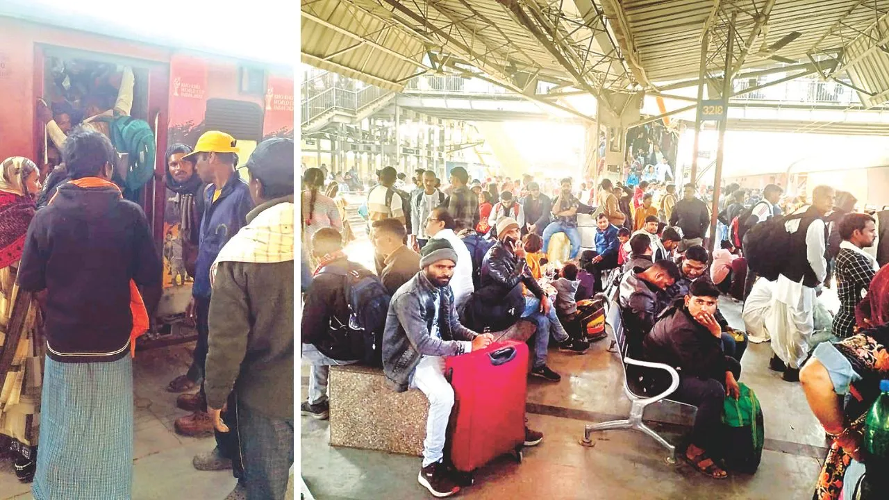 Mahakumbh में जाने के लिए बेताबी: आरक्षण कराने वाले यात्री कोच में घुस नहीं पाए, दरवाजों से लेकर टाॅयलेट तक फुल