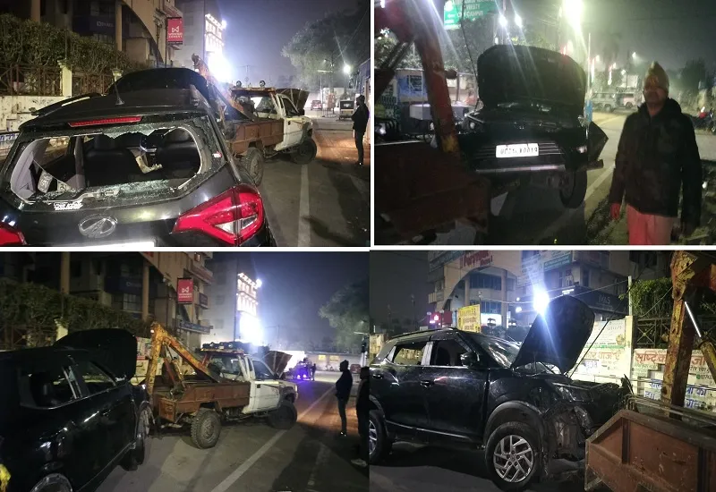 मुरादाबाद : तेज़ रफ़्तार कार ने दूल्हे की कार में मारी टक्कर, भाभी और बहन घायल...मौके पर जुटी भीड़ ने चालक को पीटा