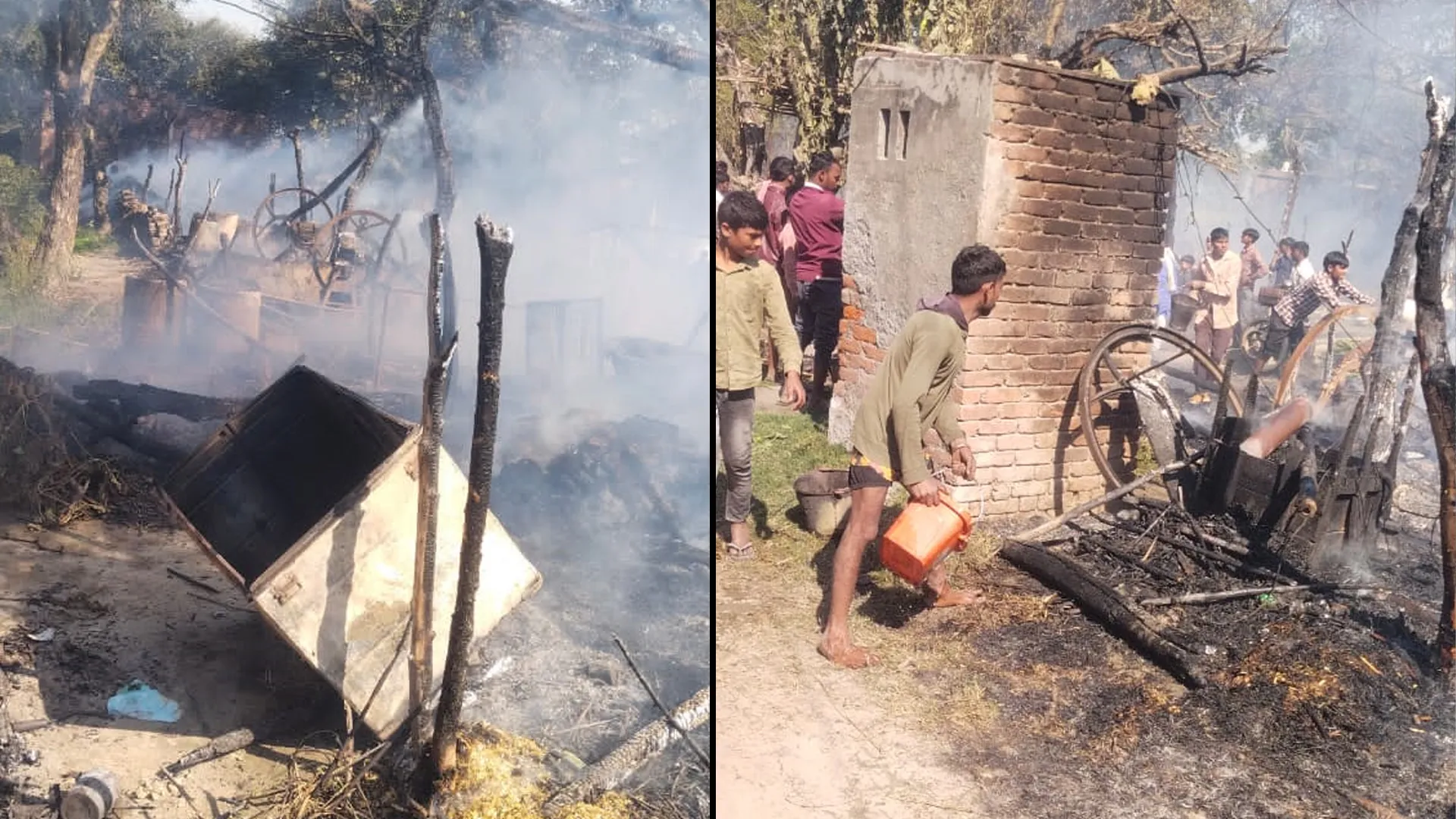 कासगंज: आग ने तबाह किया गरीबों का आशियाना, 10 झोपड़ियां जलकर खाक