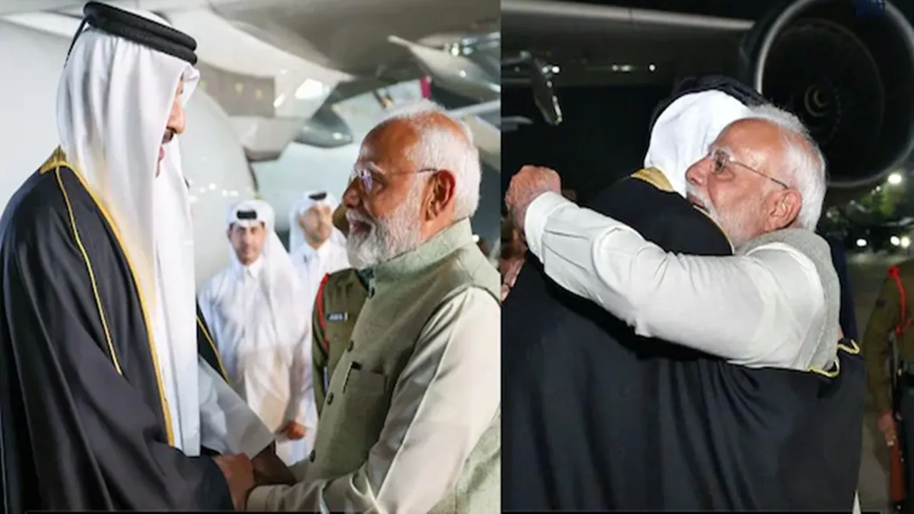 प्रधानमंत्री मोदी ने तोड़ी परंपरा, कतर के अमीर अल-थानी का एयरपोर्ट पर किया जोरदार स्वागत 