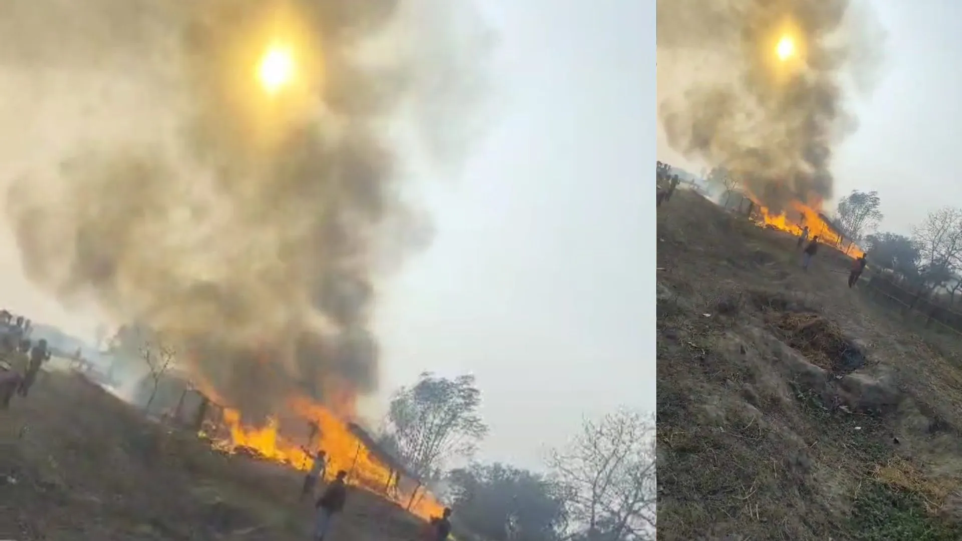 बहराइच: फूस के मकानों में अज्ञात कारणों से लगी आग, ग्रामीणों ने कड़ी मशक्कत कर पाया काबू 