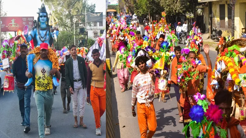 मुरादाबाद : कांठ रोड पर कांवड़ियों की धूम, सभी ओर हर हर महादेव की गूंज...गंतव्य की ओर बढ़ रहे कांवड़ियों के जत्थे