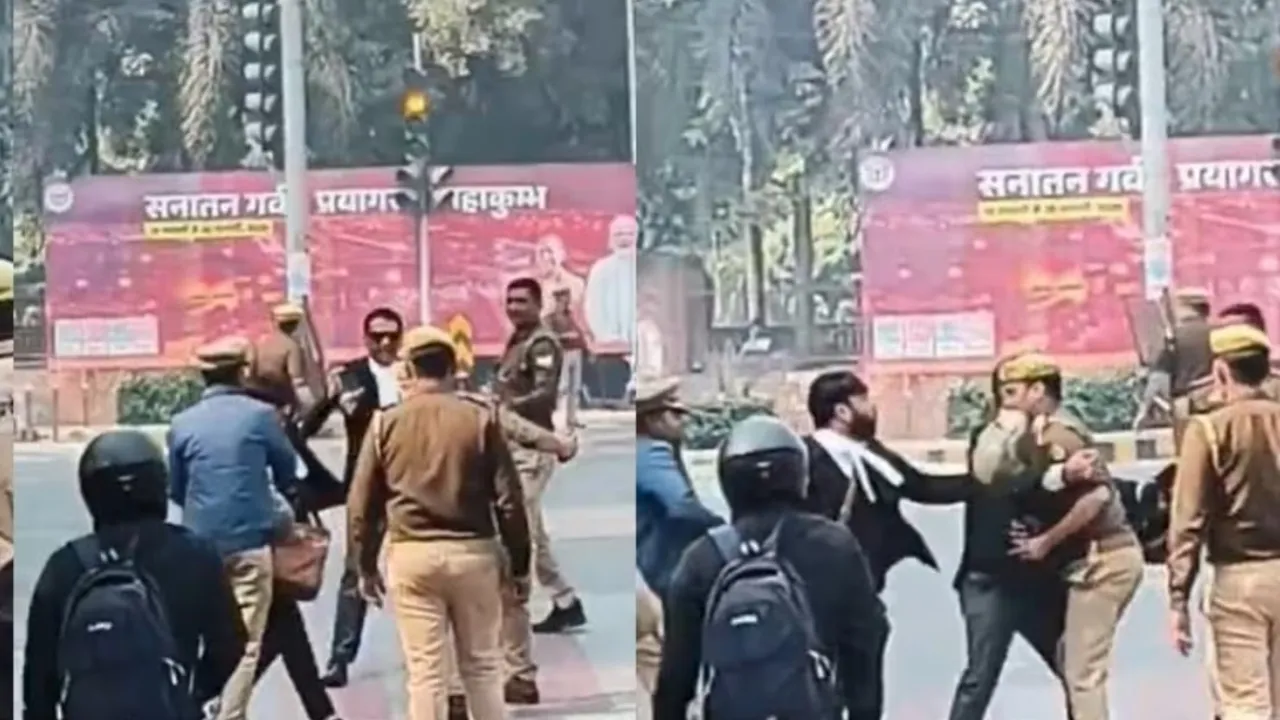 लखनऊः मारपीट को लेकर वकीलों ने किया प्रदर्शन, काली पट्टी बांधकर हाई कोर्ट पहुंचे वकील