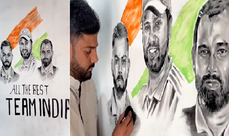 IND vs PAK : ऑल द बेस्ट टीम इंडिया....अमरोहा के युवा चित्रकार जुहैब खान ने भारत को अनोखे अंदाज में दी शुभकामनाएं