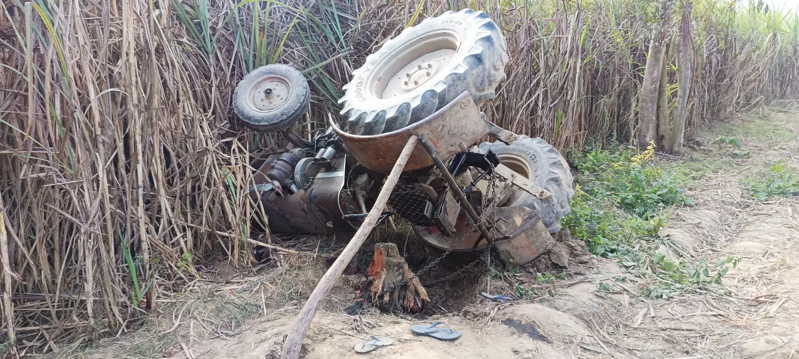 लखीमपुर खीरी: खेत में पेड़ की जड़ उखाड़ते समय ट्रैक्टर पलटने से चालक की मौत, एक घायल 