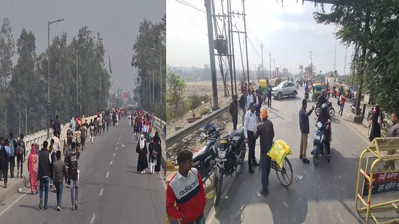 मुरादाबाद : कटघर रामगंगा पुल बंद होने से लोग परेशान, पैदल करना पड़ा सफर...जमा मस्जिद पुल पर जाम की स्थिति 