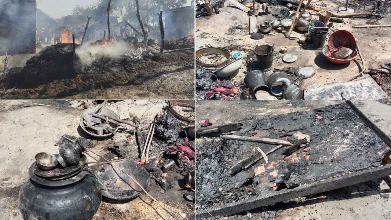 लखीमपुर खीरी: तेज हवा के बीच लगी आग से छह घर जले, दो बकरियां भी जिंदा जलीं