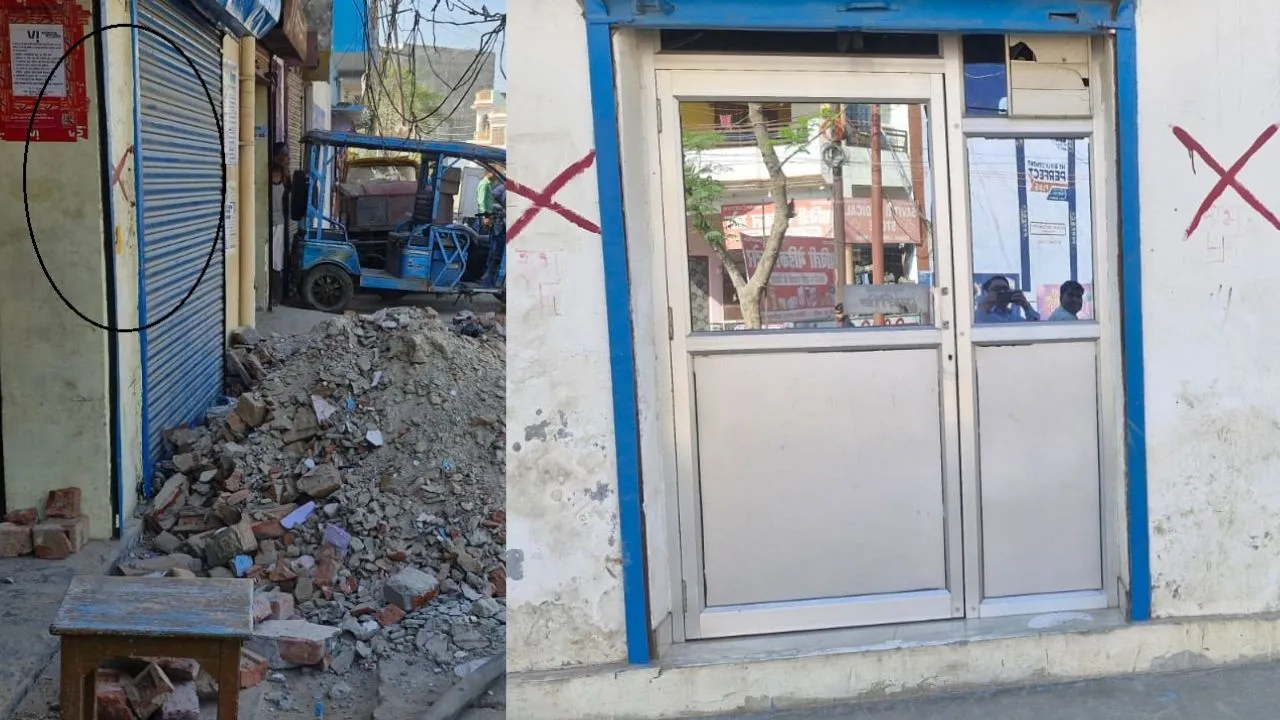 लखीमपुर खीरी: सड़क की जद में आए मकान-दुकान, लगाए लाल निशान