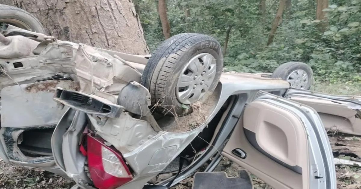 कैंची धाम से लौट रही श्रद्धालुओं की कार पलटी, पांच घायल