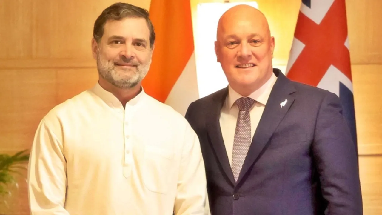 न्यूजीलैंड के पीएम लक्सन से मिले राहुल गांधी, रिश्तों की मजबूती और वैश्विक चुनौतियों पर चर्चा 