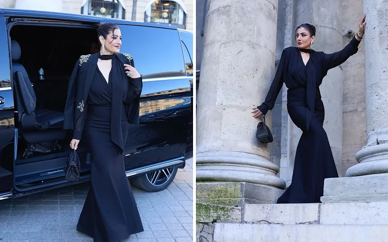 PHOTOS : पेरिस फैशन वीक में ऑल ब्लैक लुक में दिखीं रवीना टंडन, अपनी ओर खींचा लोगों का ध्यान 