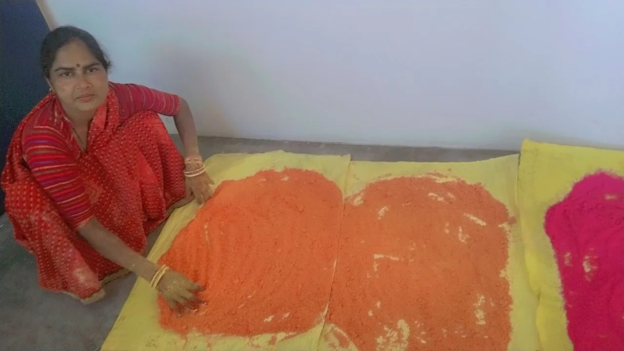  बदायूं: हर्बल रंगों से खेली जाएगी होली, महिलाएं तैयार कर रहीं रंग 
