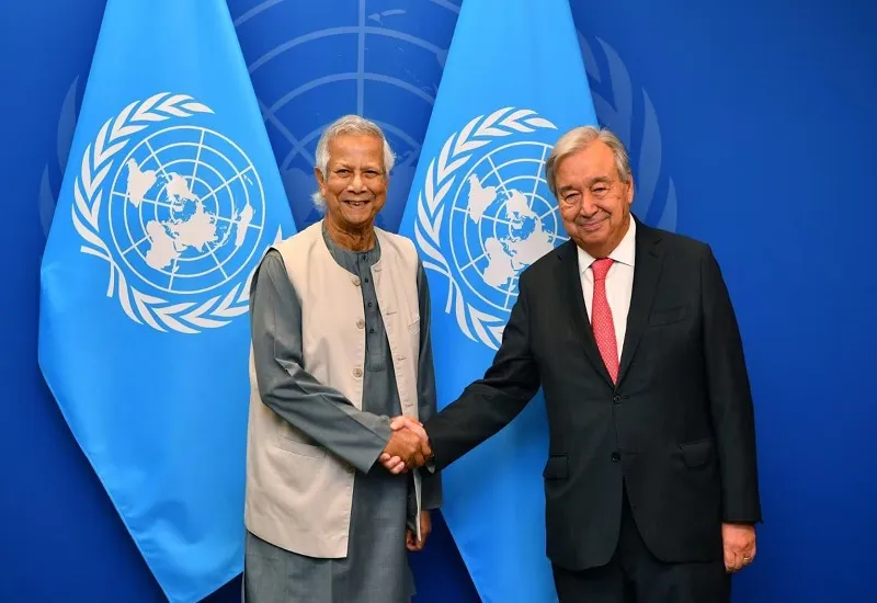UN के प्रमुख एंटोनियो गुटेरेस और मोहम्मद यूनुस के बीच घरेलू मुद्दों और रोहिंग्या स्थिति पर हुई चर्चा 