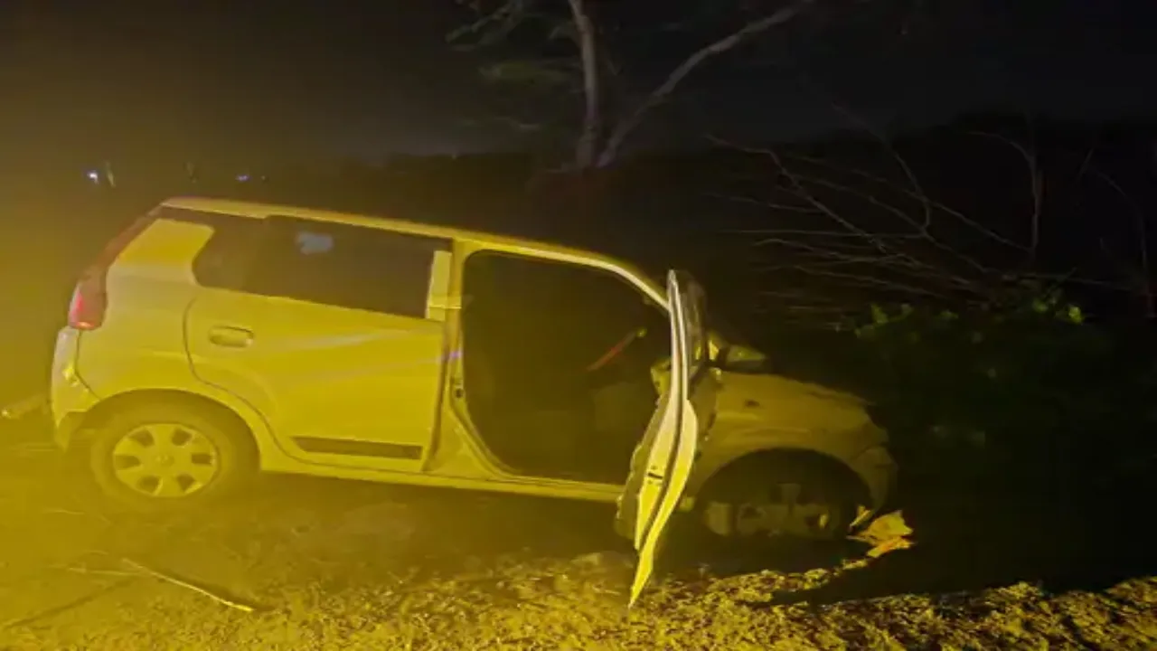 खाई में गिरी कार (1)