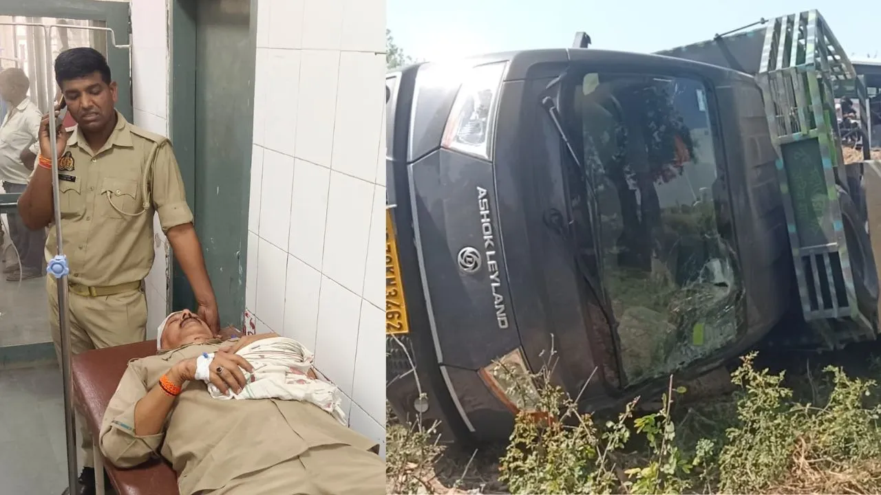 शाहजहांपुर: पिकअप ने पुलिस वाहन को मारी टक्कर, दो बंदी समेत पुलिसकर्मी घायल