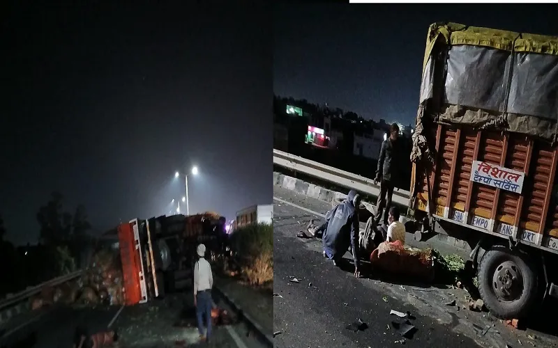 मुरादाबाद में भीषण सड़क हादसा : 3 लोगों की दर्दनाक मौत, ट्रक के खराब होने पर धक्का मार रहे थे सभी लोग...दूसरे ट्रक ने मारी टक्कर