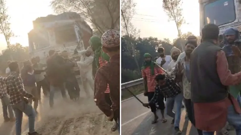 मुरादाबाद : हाईवे पर बाइक टकराने के बाद दो पक्षों में मारपीट, जमकर चले लाठी-डंडे...VIDEO वायरल