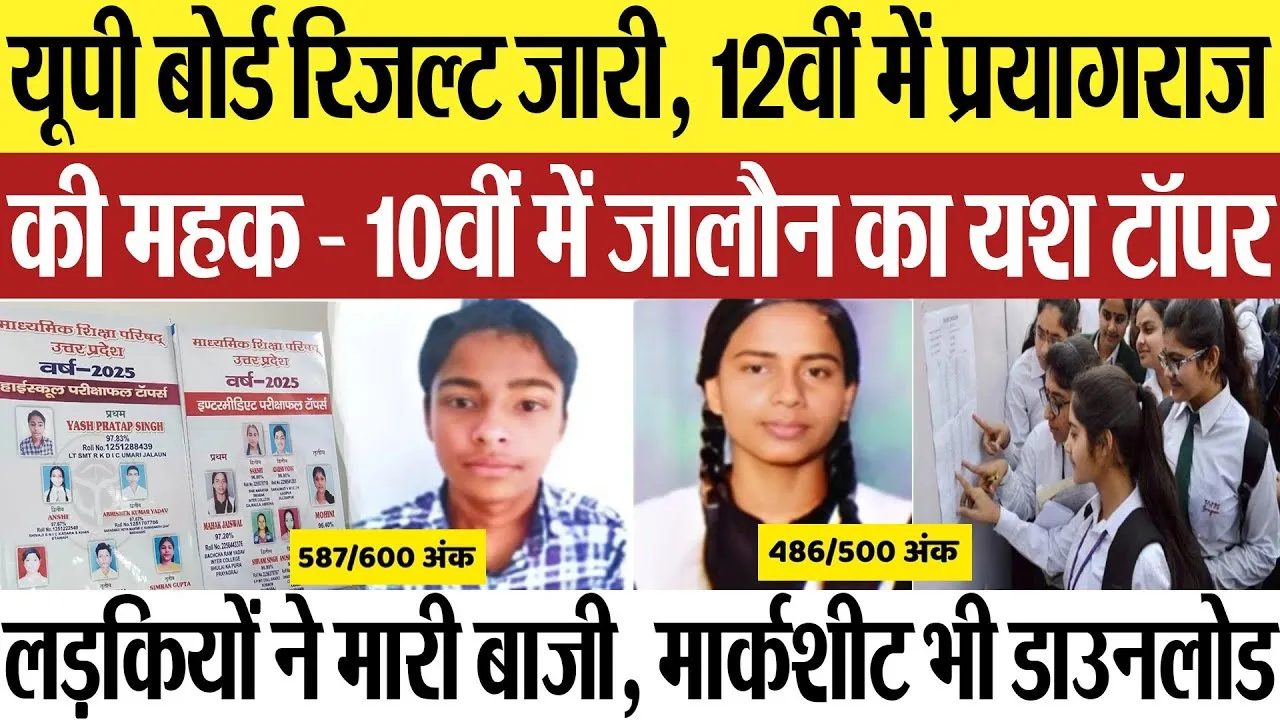 UP Board Result 2025 | यूपी बोर्ड रिजल्ट जारी, 12th में प्रयागराज की महक, 10th में जालौन का यश टॉपर