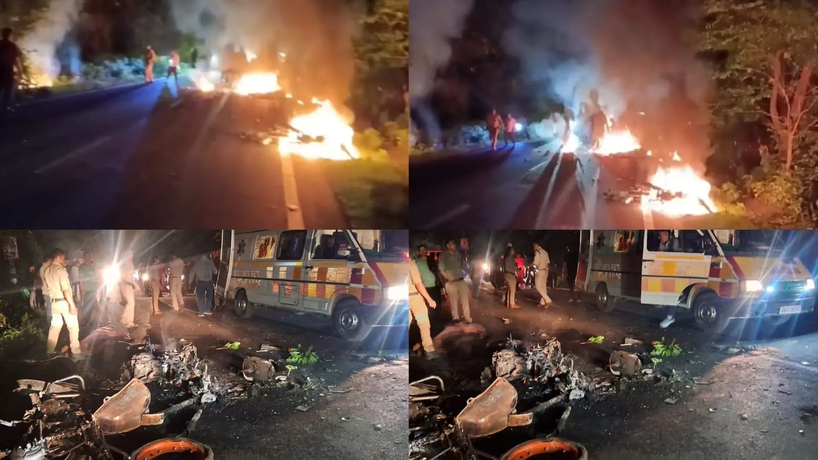 3 बाइकों में लगी आग, 2 युवक जिंदा जले     