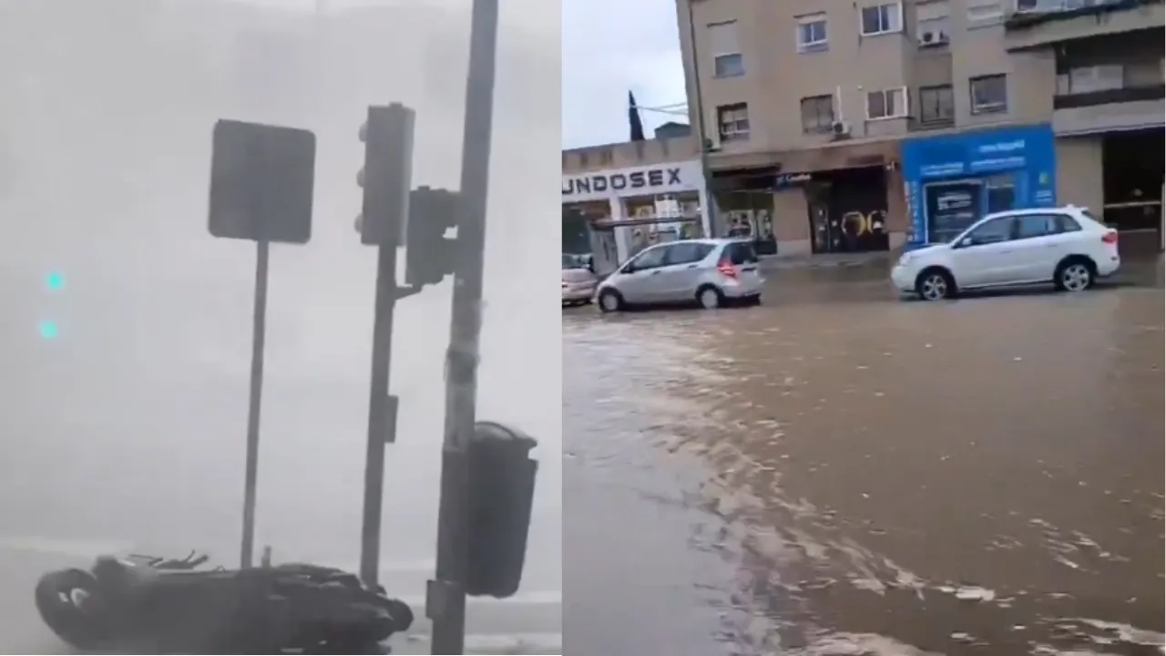 गोदाम की उड़ी छत, इमारत ढही इमारत, स्पेन में तुफान ने मचाई तबाहीस