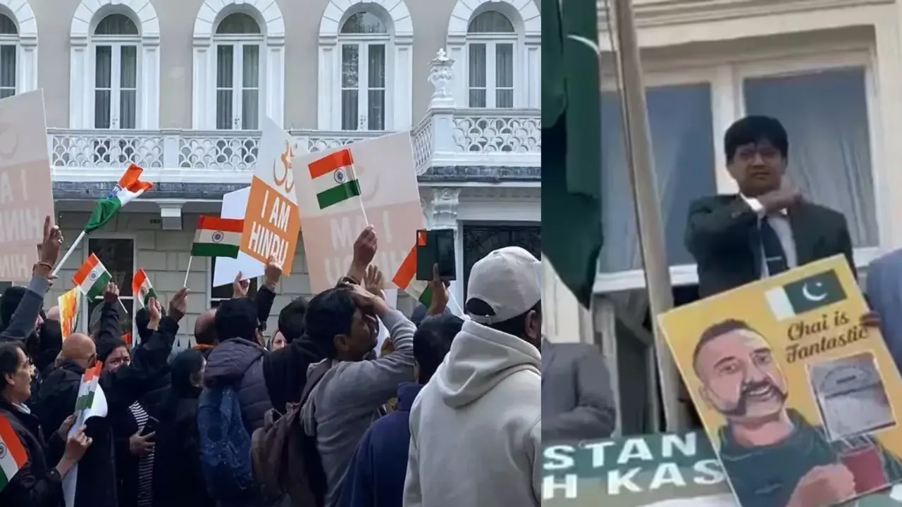 लंदन में सामने आया पाकिस्तान उच्चायोग का असली चेहरा, सरे आम दी भारतियों को धमकी, आमने-सामने हुए भारत और पाक प्रदर्शनकारी