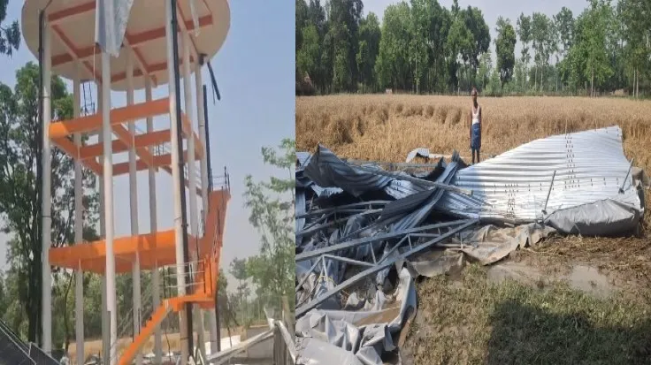 लखीमपुर खीरी: एक साल में ही फट गया 250 किलो लीटर क्षमता का ओवरहेड टैंक‌, बड़ा हादसा टला 