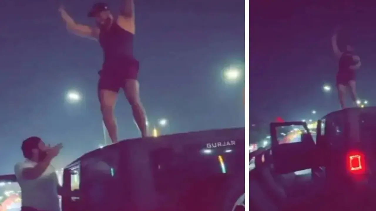 चलती गाड़ी की छत पर युवक को नाचना पड़ा भारी, पुलिस ने काटा 38 हजार का चालान