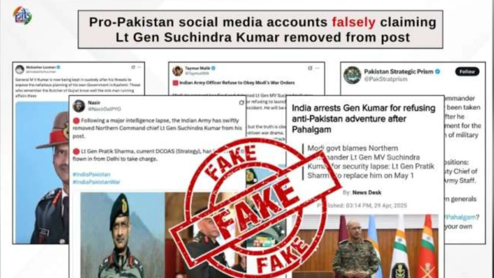 पहलगाम हमले के बाद सैन्य कमांडर को हटाने की खबर फर्जी : PIB फैक्ट चेक