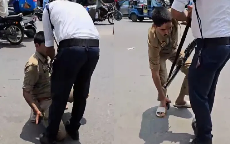 बिजनौर : सड़क पर लड़खड़ाता दिखा नशे में धुत सिपाही, ट्रैफिक पुलिस ने संभाला...VIDEO वायरल