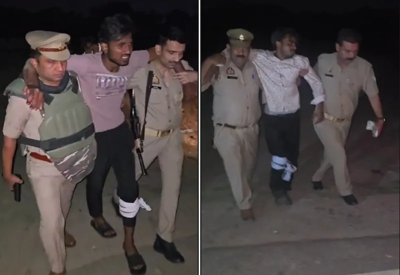 मुरादाबाद : पुलिस और बदमाशों के बीच मुठभेड़, दो आरोपी गिरफ्तार...रिएल एस्टेट कारोबारी के घर में की थी लूट 