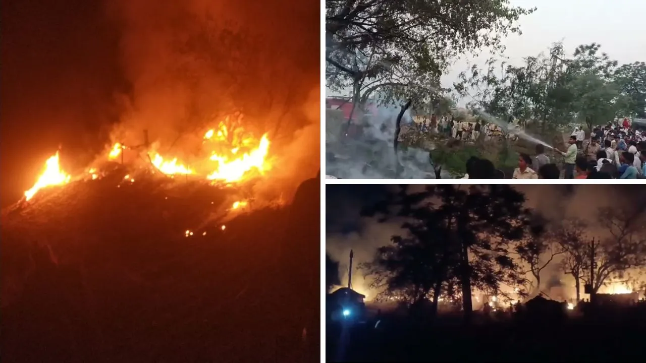 Farrukhabad: 24 झोपड़ियों में अचानक लगी आग, गृहस्थी का सामान जलकर खाक, दमकल ने पाया काबू