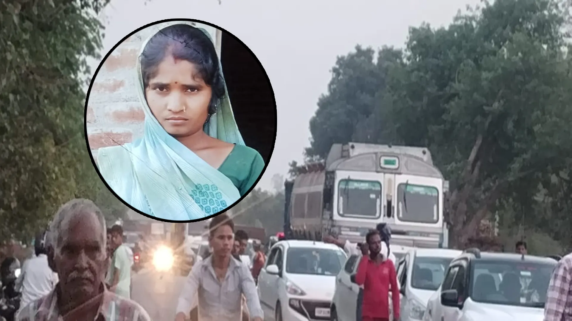 शाहजहांपुर: पुलिस वाले ने मारा डंडा तो बाइक से गिरी महिला की डंपर से कुचलकर मौत