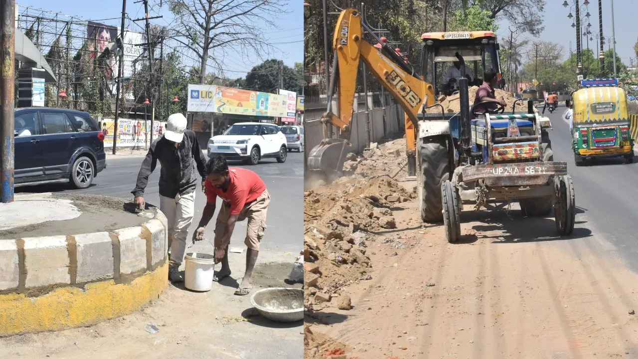 बरेली: मुख्यमंत्री के दौरे के लिए अधिकारियों की तैयारियों में तेजी, सड़क किनारे चल रहे विकास कार्य