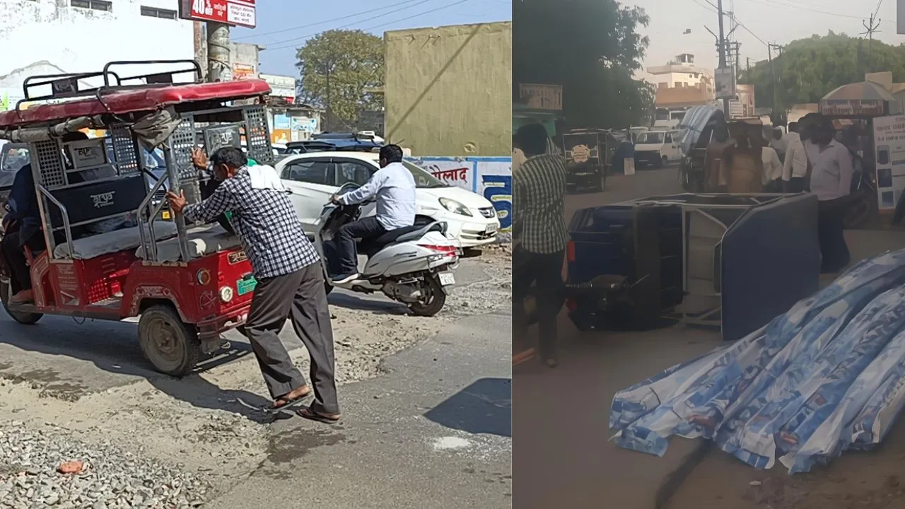 बदायूं: सड़क पर मौत का बुलावा, कॉलेज गेट के सामने गड्ढा बना हादसों का कारण