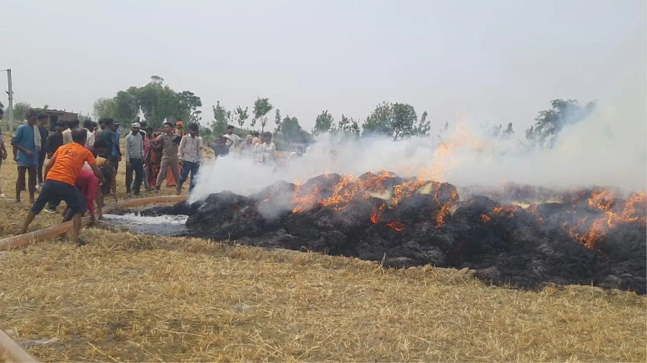 बदायूं: बच्ची ने जलाई माचिस, पांच बीघा गेहूं की फसल जलकर राख