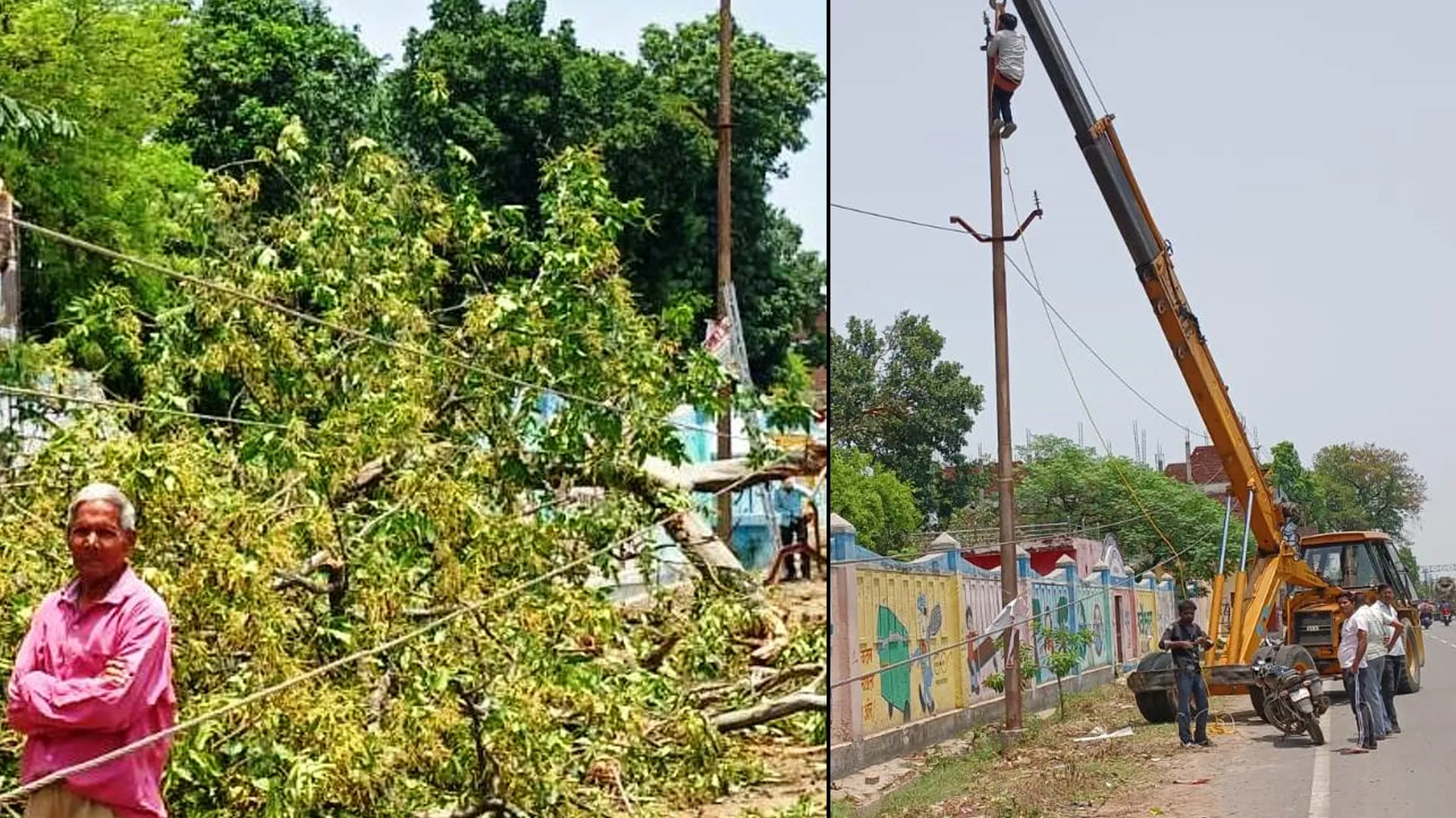 कासगंज : आंधी से लगभग डेढ़ सौ से अधिक पोल टूटे, शहर में हुआ ब्लैकआउट