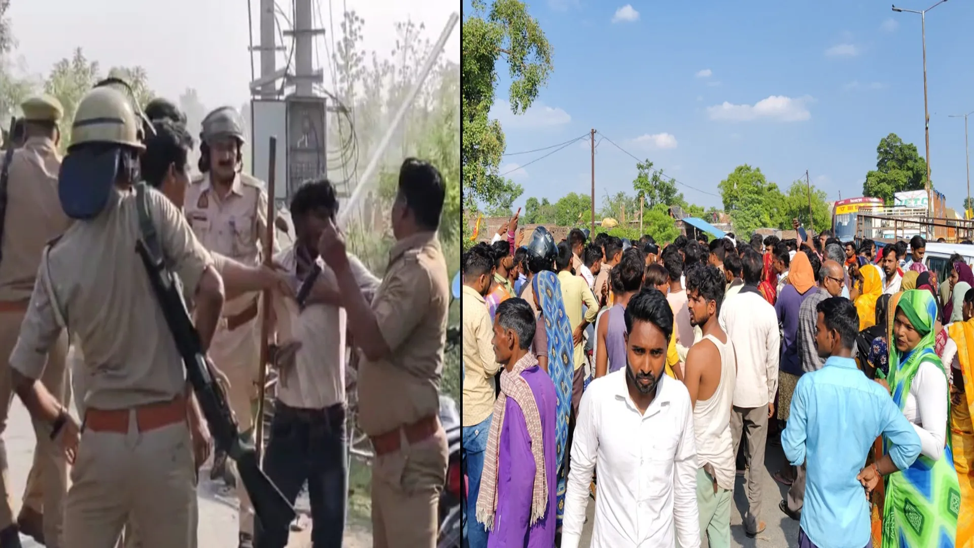 लखीमपुर खीरी : जाम खुलवाने गई पुलिस पर उपद्रवियों ने किया पथराव, सिपाही का सिर फूटा...लाठीचार्ज