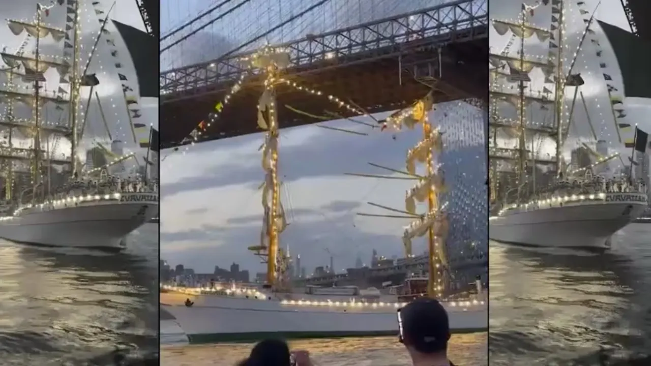 Video: अमेरिका के न्यूयॉर्क में ब्रुकलिन ब्रिज से टकराया मेक्सिको का नौसैनिक जहाज, 19 लोग घायल 