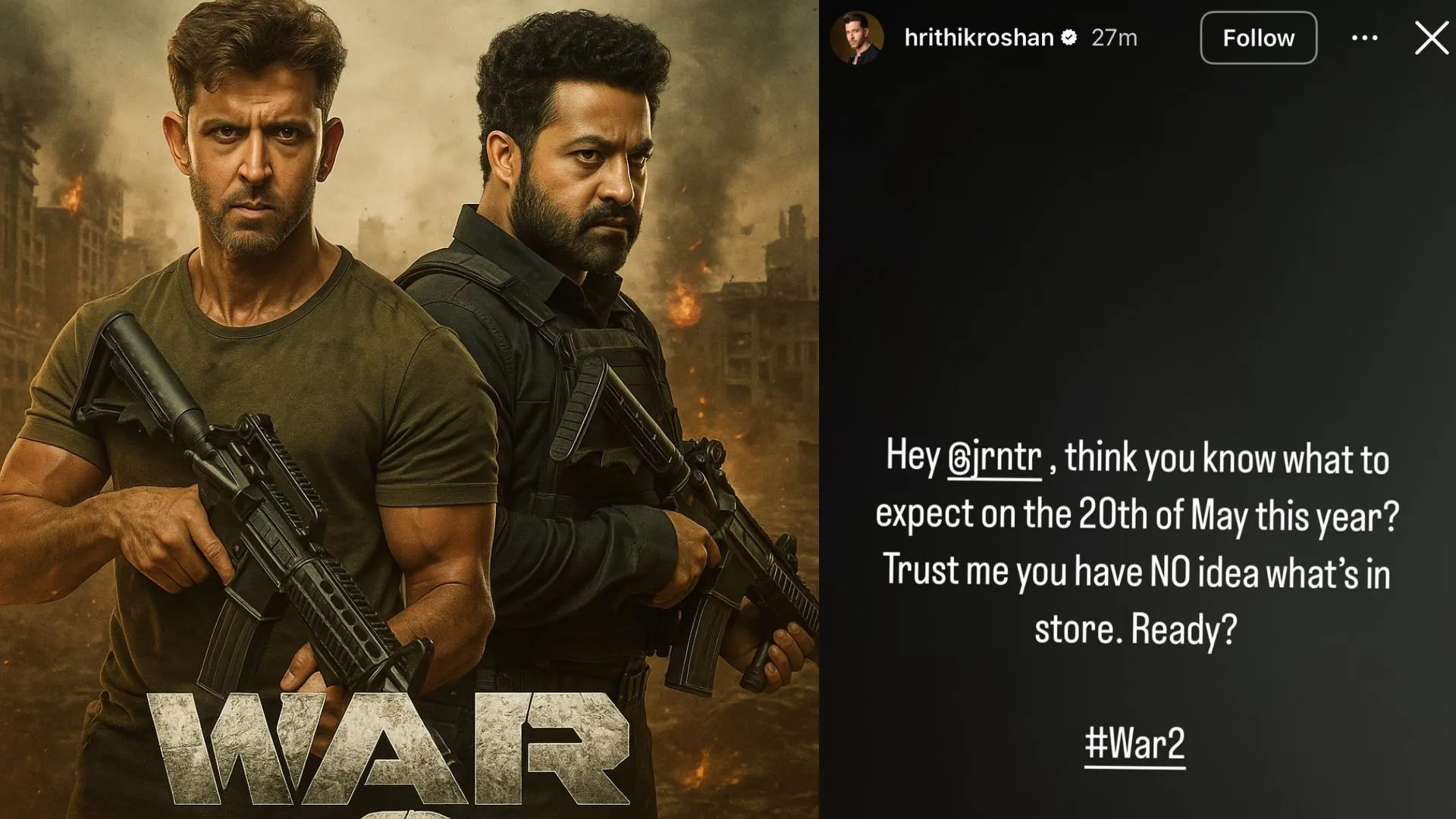 NTR जूनियर को धमाकेदार बर्थडे सरप्राइज देंगे ऋतिक, रिलीज़ होगा ‘वॉर 2’ का टीज़र 